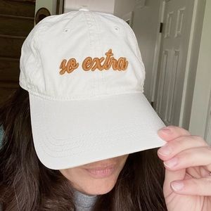 Super cute “So Extra” white + gold baseball hat